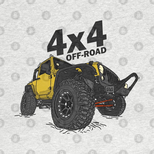 4x4 Off Road Jeep Yellow by 4x4 Sketch